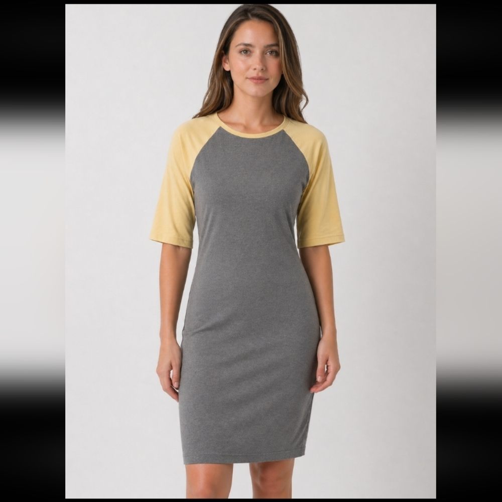 LULAROE Julia Heathered Gray Yellow Small